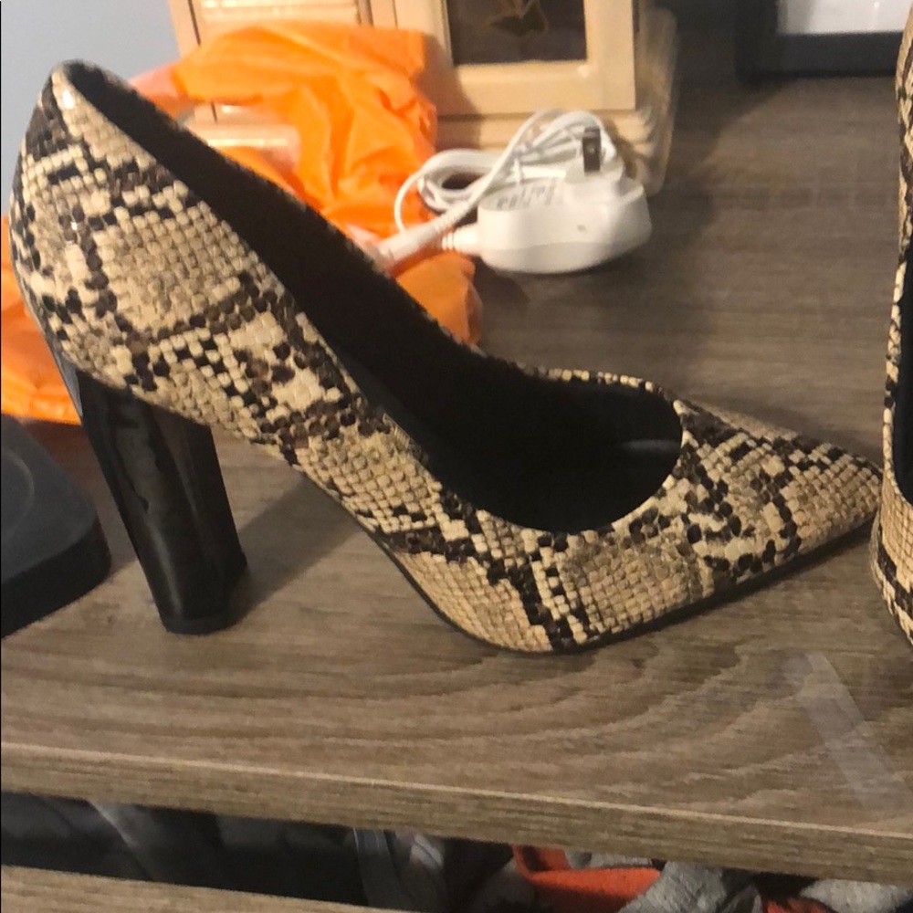 Maker’s Snakeskin Block Heel